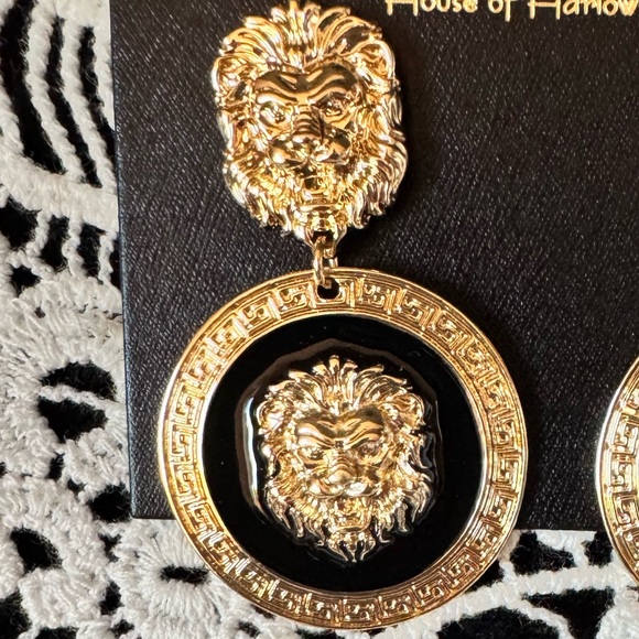 House of Harlow 1960 Gold and Black Lion Earrings - Picture 2 of 5